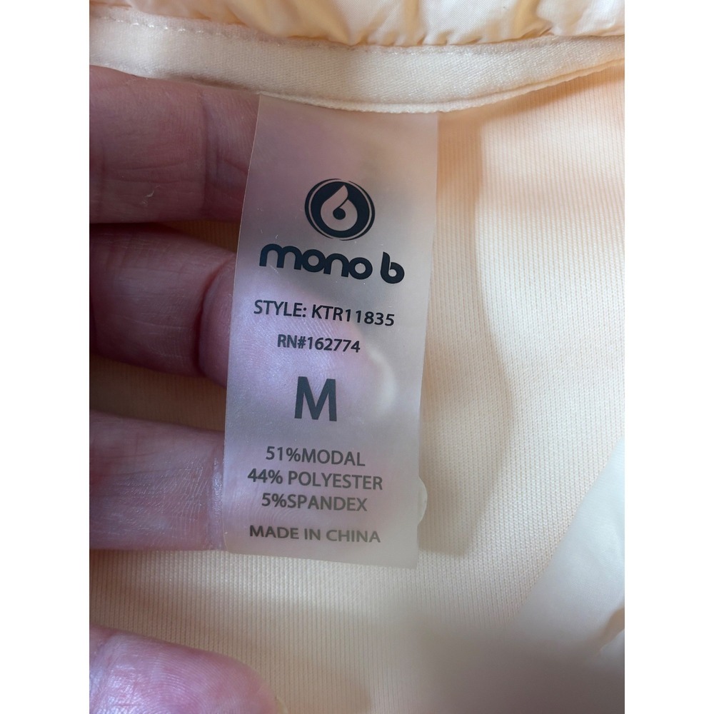 Mono B Womens Peach Mixed Media Windbreaker Hooded Sweatshirt Medium Soft - Picture 5 of 8